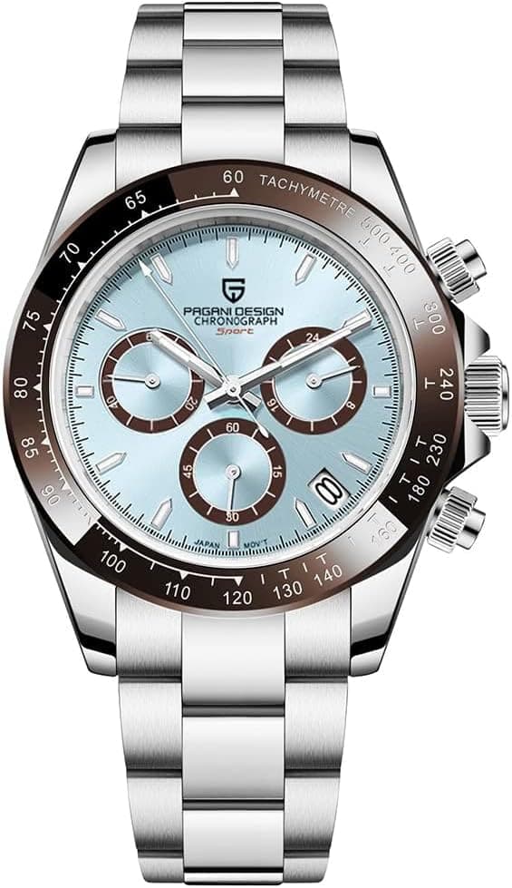 Detalle de RollsTimi Orologio al quarzo Cronografo Classico multifunzione VK63 da uomo, resistente all’acqua 100 m