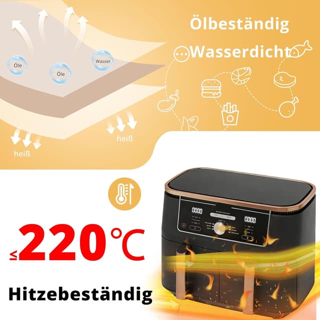 Detalle 2 de 150 Stück Backpapier für Heißluftfritteuse Ninja Dual (AF300EU/AF400EU, 20,5 x 14 cm) – Einweg-Pergamentliner