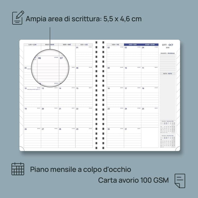 Detalle 2 de POPRUN Agenda 2026 Semana Vista A4 21x29.7cm