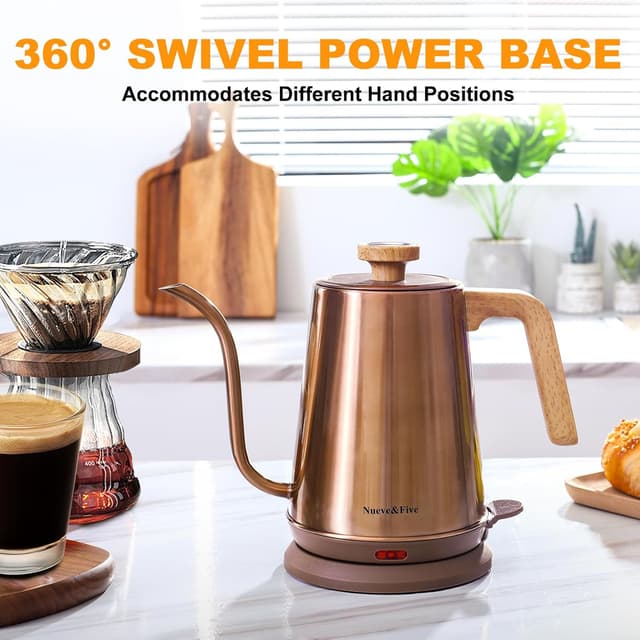 Thumbnail 6 de Nueve&Five Gooseneck Electric Kettle with Thermometer (Copper tea kettle style) — 1000W Stainless Steel