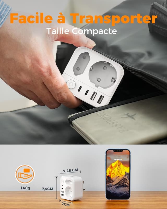 Thumbnail 5 de TESSAN Adaptateur Prise Anglaise Type G 3250W