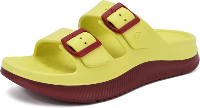 Detalle de ONCAI Sandales de récupération pour femme à doubles boucles réglables (36-42) – slides orthopédiques antidérapantes