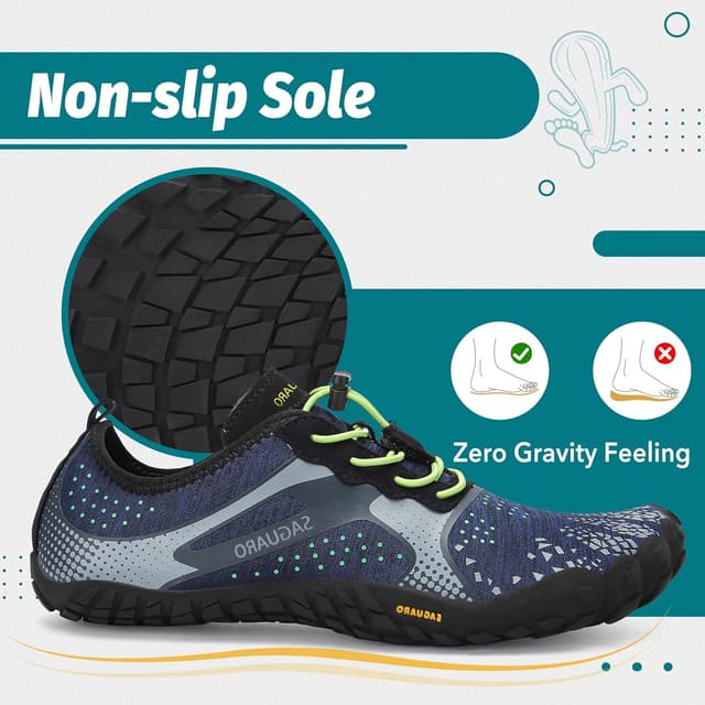 Detalle de SAGUARO Unisex Barfußschuhe Outdoor mit breiter Zehenbox und Zero-Drop Sohle (Gr. 36–48)