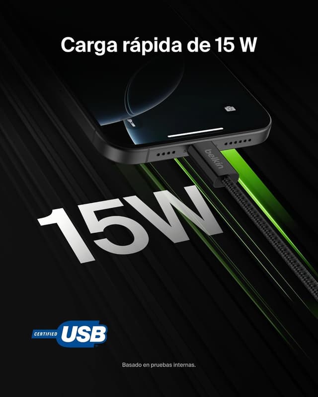 Detalle 2 de Belkin Pack de 2 Cables USB-A a USB-C Trenzados 1.5 m⚡