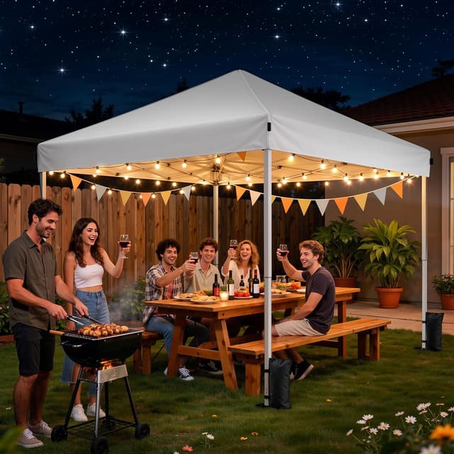 Detalle de Driftalia Pop Up Gazebo 3m x 3m (Instant setup) with carry bag, sandbags & stakes – White