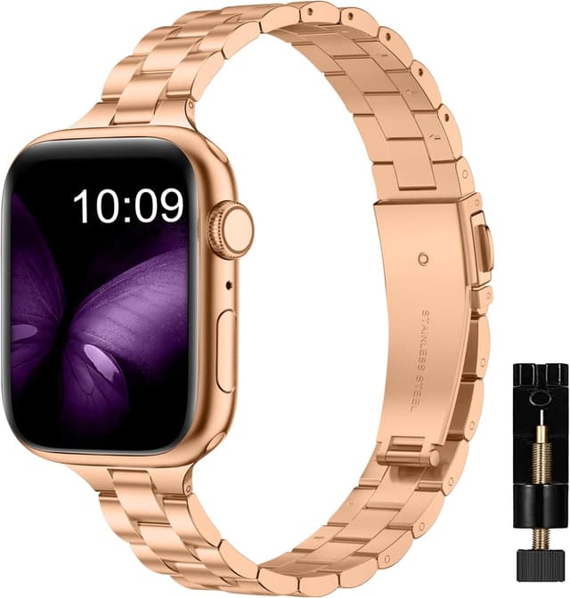 Detalle de MaEiol stainless steel Apple Watch strap