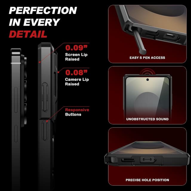 Thumbnail 6 de TONGATE for Samsung Galaxy S26 Ultra Case with Magnetic Stand, MagSafe Compatibility, Camera Cover & Ring Holder (Black)