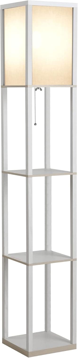 Detalle de HOMCOM lampadaire avec étagères 3 niveaux (160 cm) en MDF blanc