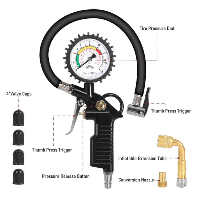 Thumbnail 5 de GLOSKIN Manometro pressione pneumatici 220 PSI ⛽
