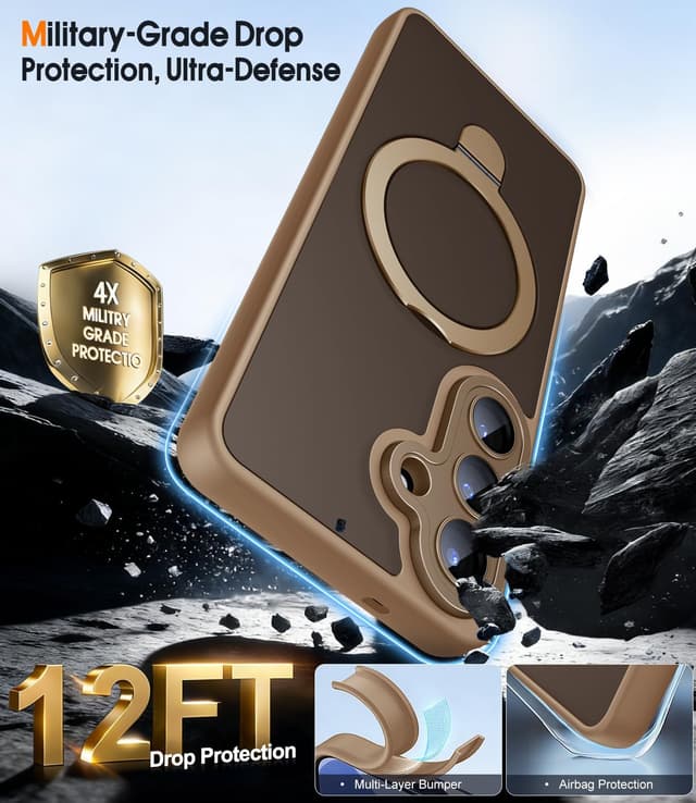 Detalle 2 de JAME for Samsung Galaxy S26 Ultra Case (Brown) with 2 Screen Protectors, Camera Protection, Magnetic Stand & MagSafe