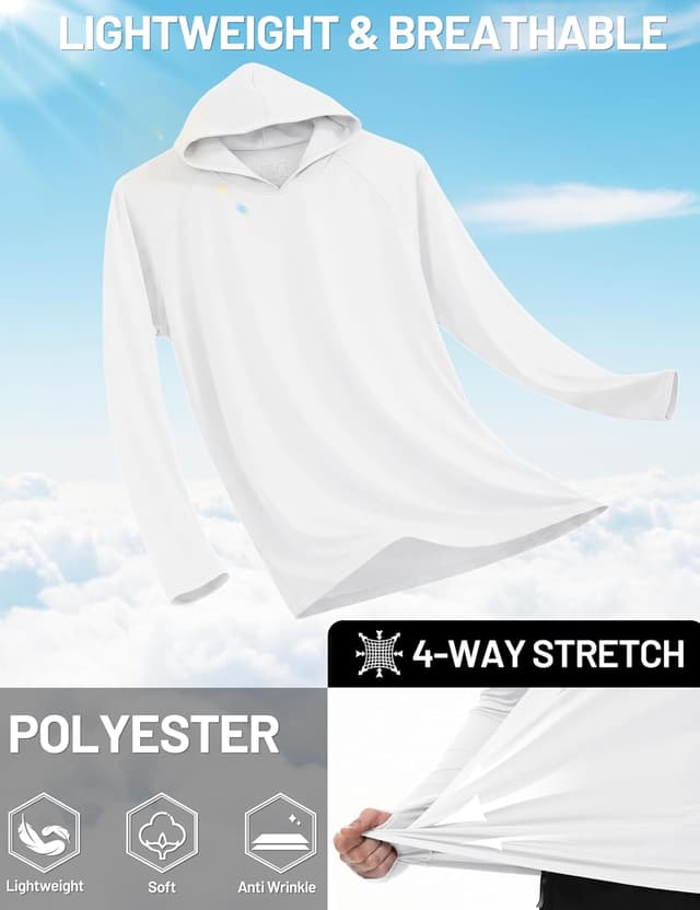 Detalle de TACVASEN Herren UV-Schutz Hoodie mit Daumenlöchern und UPF 50+