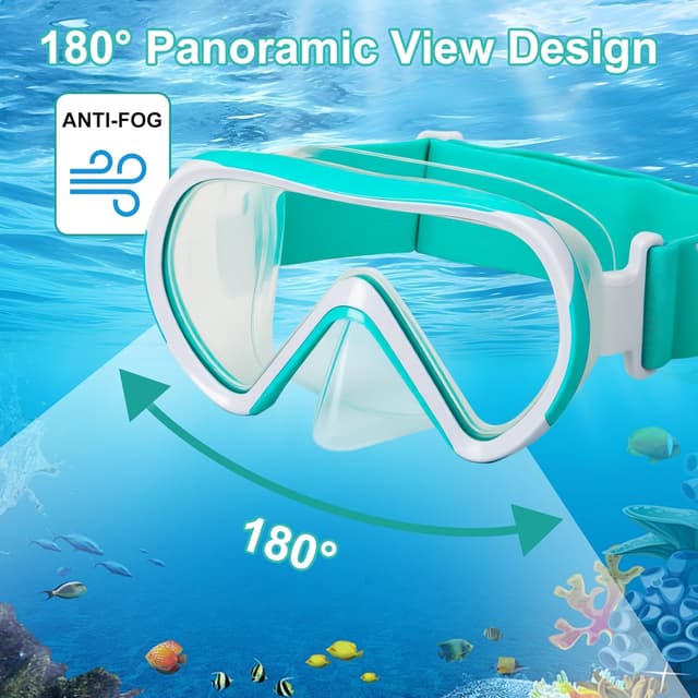 Detalle de HIKOTEY Kinder-Taucherbrille mit Schnorchelmaske, 180° Panorama & Anti-Beschlag (4–16 Jahre)
