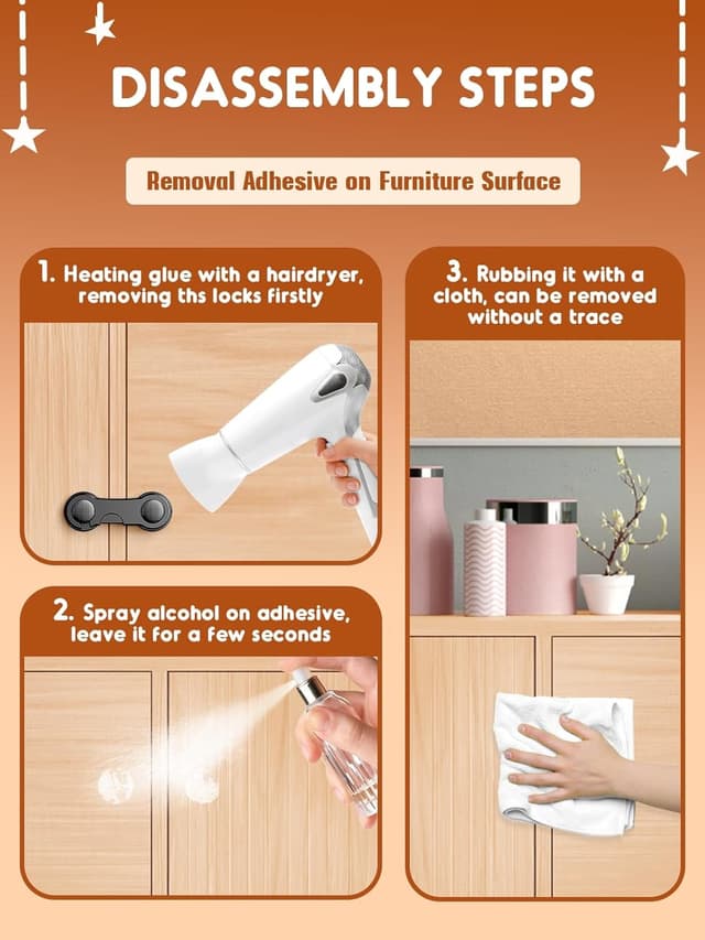 Detalle de Septeamay child safety cupboard locks (12-pack) for drawers, doors & fridges