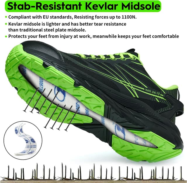 Detalle de RUGNOR Safety Trainers Steel Toe Cap Trainers – Lightweight breathable non-slip work shoes