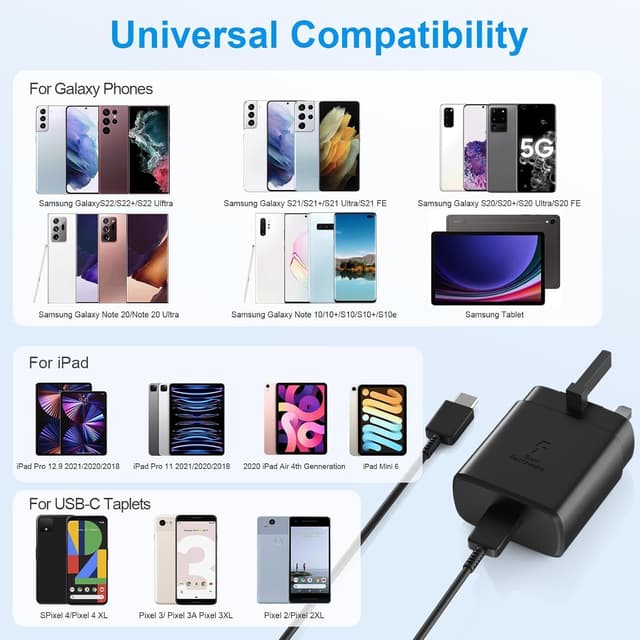 Detalle 2 de 45W Super Fast Charger for Samsung Galaxy (USB‑C) with 6FT Cable