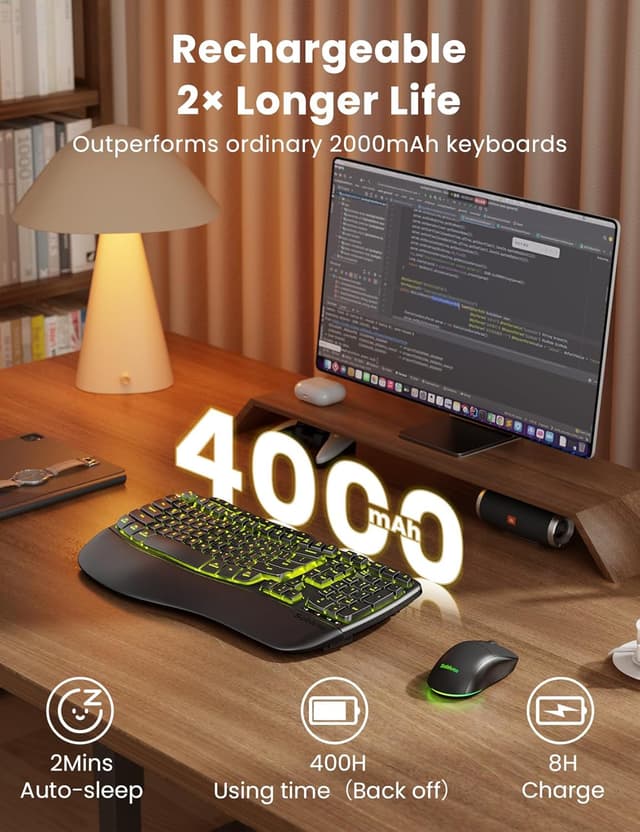 Thumbnail 4 de SABLUTE Ergonomic Wireless Keyboard and Mouse 4000mAh ⌨