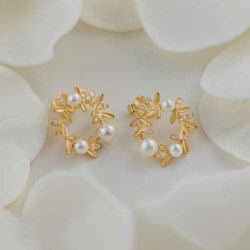 Detalle de Sofia Milani E3053 pendientes de botón en plata de ley 925 con chapado en oro y circonitas