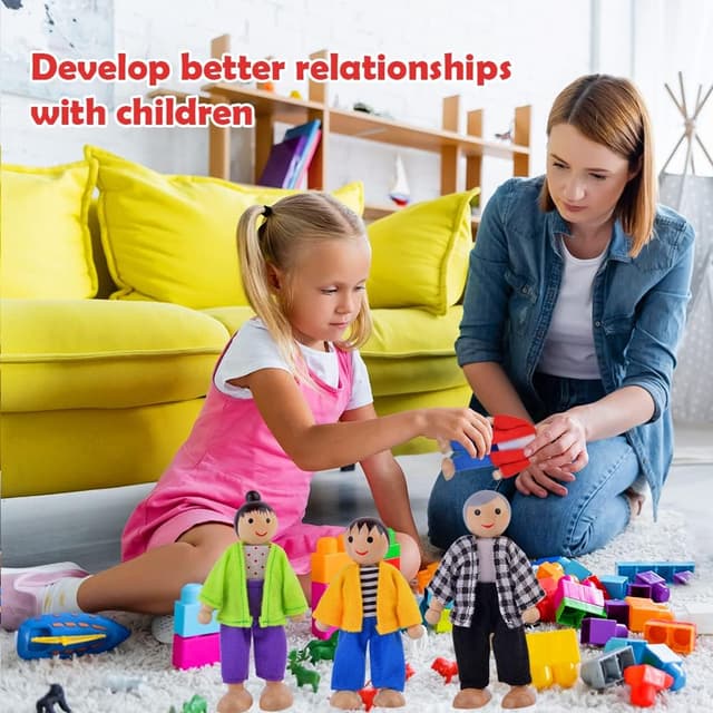 Thumbnail 5 de Aolso Wooden Dolls House Family Set 8 people