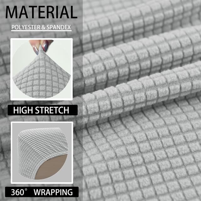 Thumbnail 2 de CDPTD Jacquard-Bezüge für Wohnwagen-Polster – rutschfeste RV-Sitzbezüge mit 2 Kordeln, Ersatzbezug (gray1, passend für W 45–65 cm & D 45–65 cm)