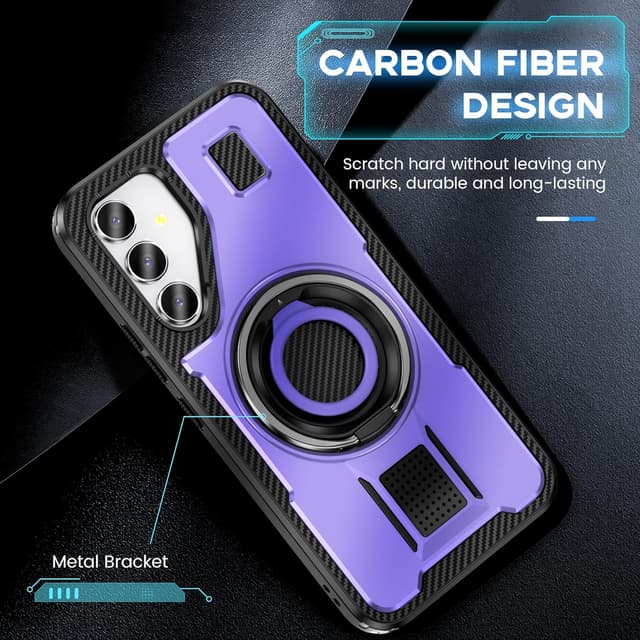 Thumbnail 6 de Tuvror coque de protection pour Samsung Galaxy A54 (4G/5G) avec support et anneau rotatif 360° en violet