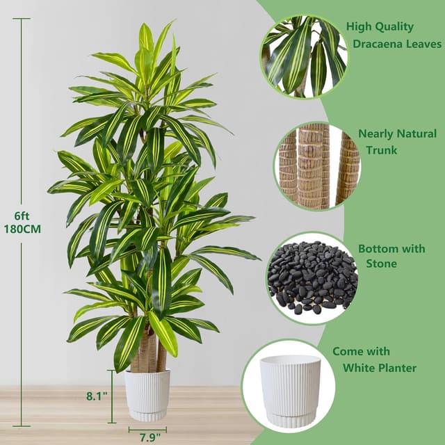 Thumbnail 1 de Warmplants Artificial Dracaena Tree 6ft faux plant
