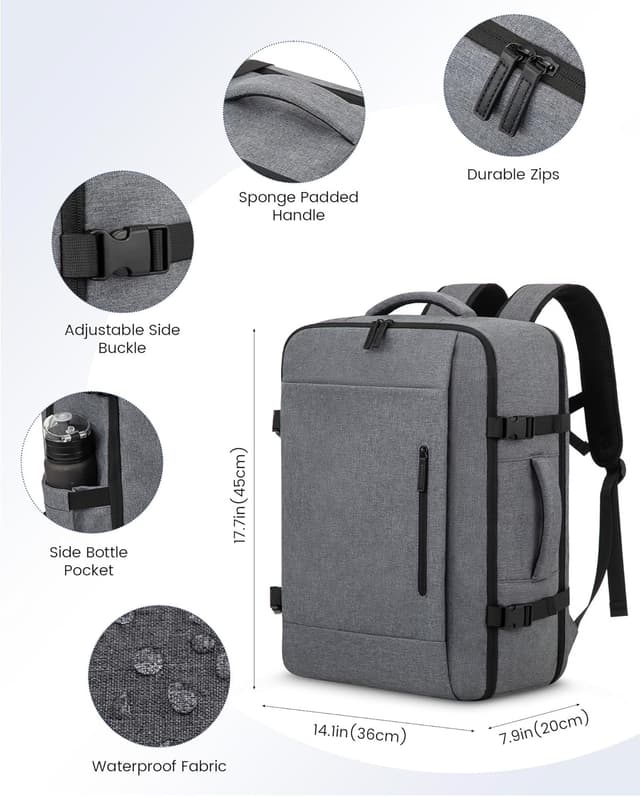 Detalle de LOVEVOOK Easyjet Handgepäck 45x36x20 cm – Rucksack für 15,6‑Zoll‑Laptop (30 l) mit 180°‑Öffnung