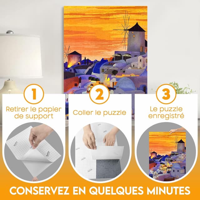 Detalle de Nariolar Colle Puzzle – Lot de 32 feuilles adhésives pour conserver jusqu’à 4000 pièces (4×1000)