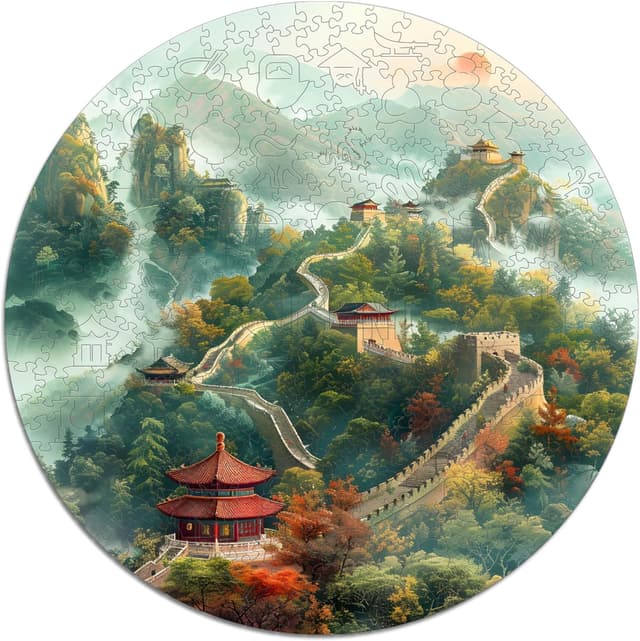 Detalle de Iconic Puzzles « Mur de Chine » en bois durable – Puzzle 350 pièces, taille M