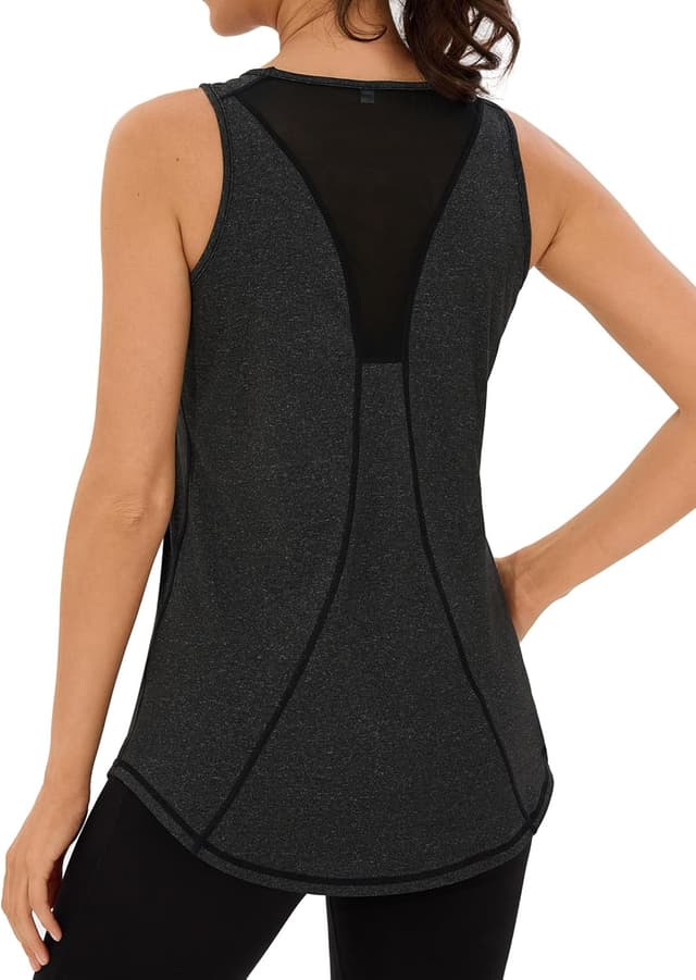 Thumbnail 6 de Women’s Loose Fit Workout Tops Racerback Tank Tops (Mesh Backless) for Running, Yoga & Gym