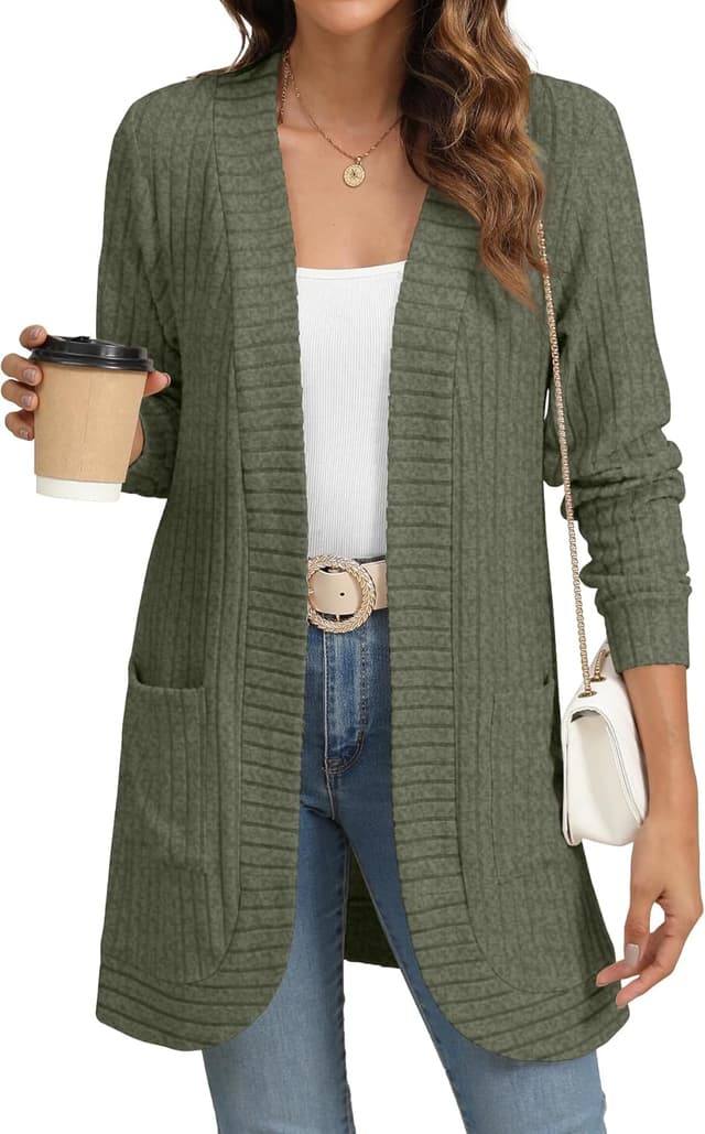 Thumbnail 6 de YSYOKOW Long Sleeve Open Front Cardigan 5 Sizes