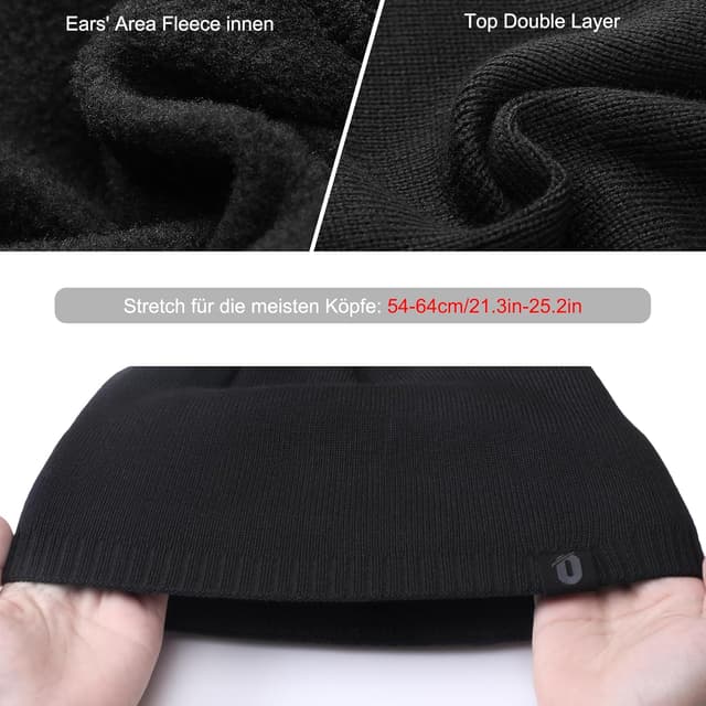 Detalle 1 de Warme Strickmütze mit Doppel-Layer für Winter