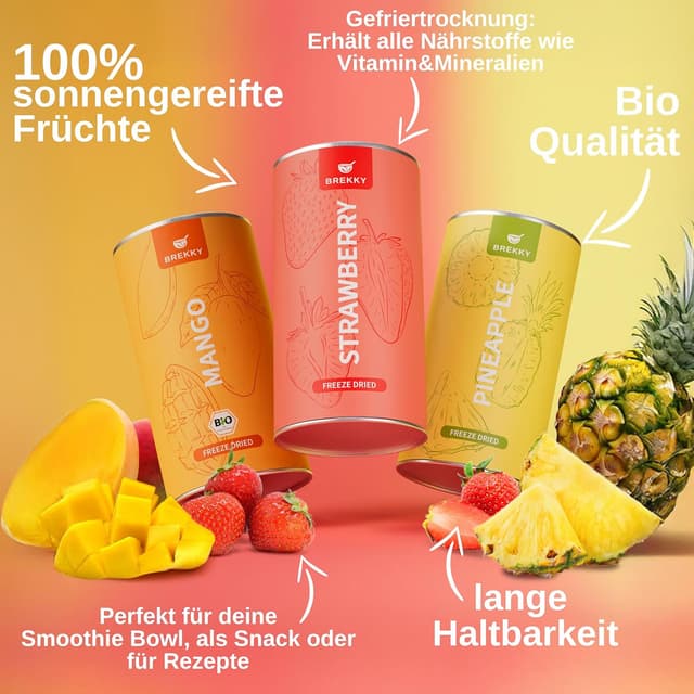 Detalle de BREKKY Gefriergetrocknete Früchte Probierpaket (vegan) – ohne Zuckerzusatz