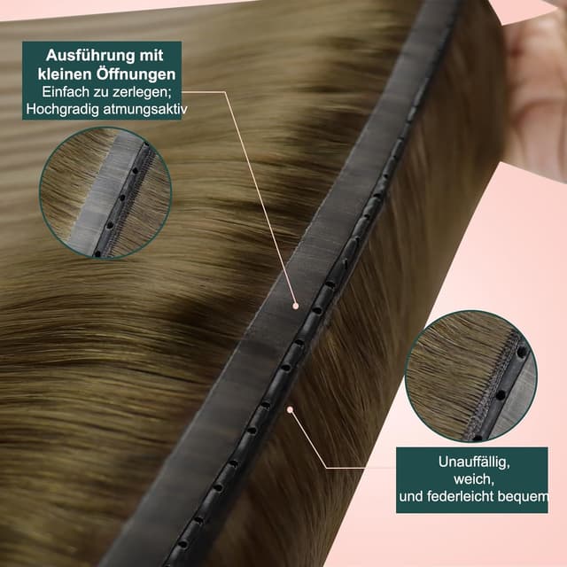 Detalle de Easyouth Butterfly Tressen Echthaar Balayage Weft Extensions (Blond/Dunkelbraun) – für Damen, 80 g