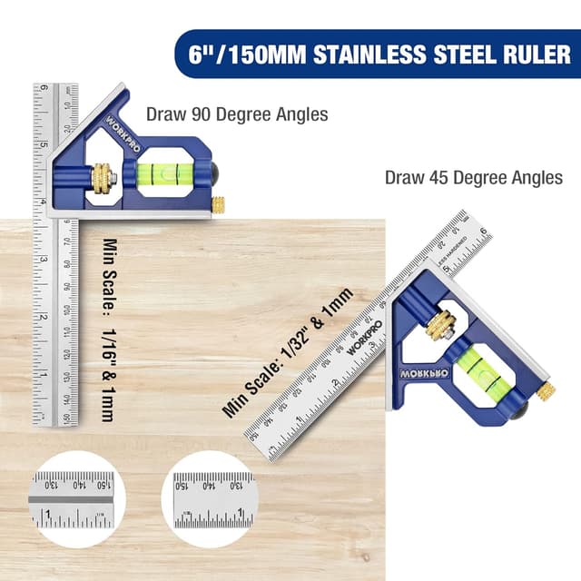 Thumbnail 4 de WORKPRO 150mm Escuadra combinada ajustable