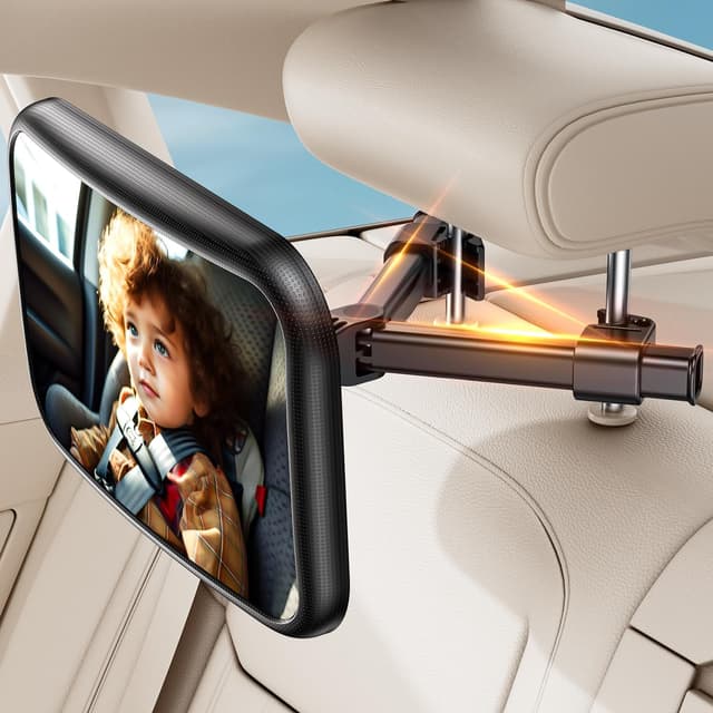 Detalle de Mirrorsafe Baby Car Mirror for Car Seat – 360° Rotation Rear-Facing Safe Mirror Hook Clip (Shatterproof)