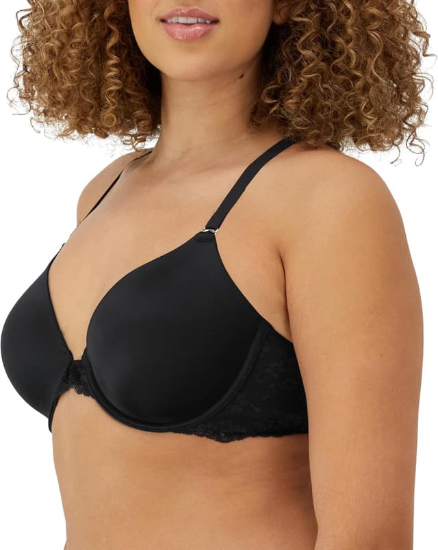 Detalle de Maidenform Pure Genius T-Back Bra with Lace — cross-back shaping underwire bra with front closure