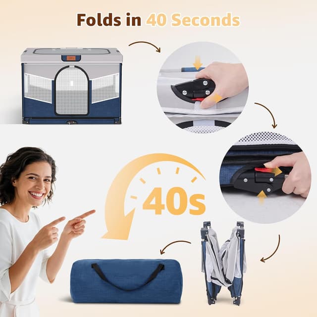 Detalle de PICK FOR LIFE Steel Frame Dog Playpen (81x61x56cm) – Foldable & Washable Puppy Play Pen with 690D Cover