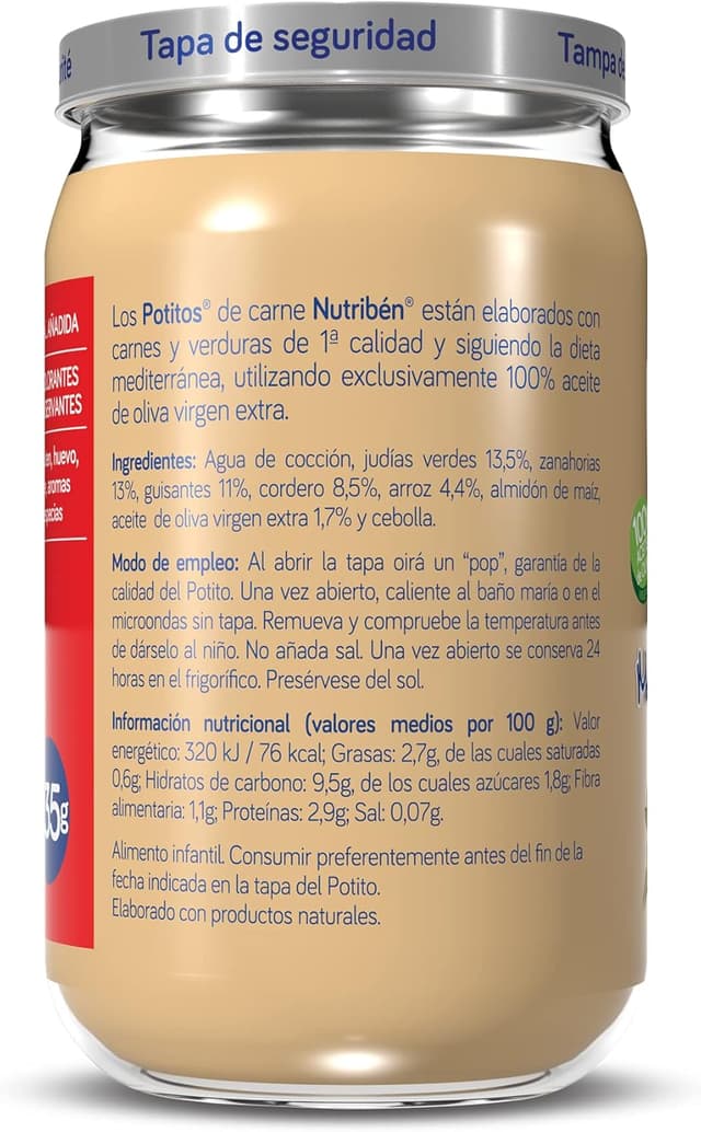 Detalle 1 de Nutribén Potitos Menestra de Cordero 6x235g