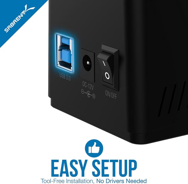 Detalle 2 de SABRENT USB 3.0 to SATA External Hard Drive Docking Station (EC-UBLB) for 2.5"/3.5" HDD & SSD