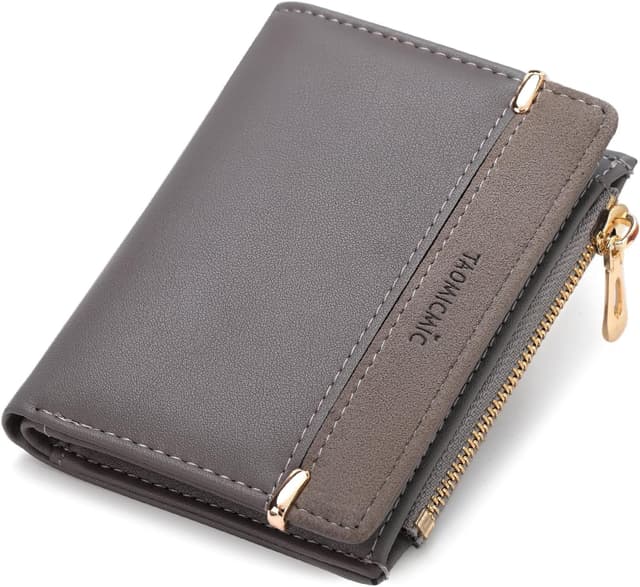 Detalle de FALAN MULE Small Wallet for Women RFID Blocking – Compact bifold wallet with zip coin pocket