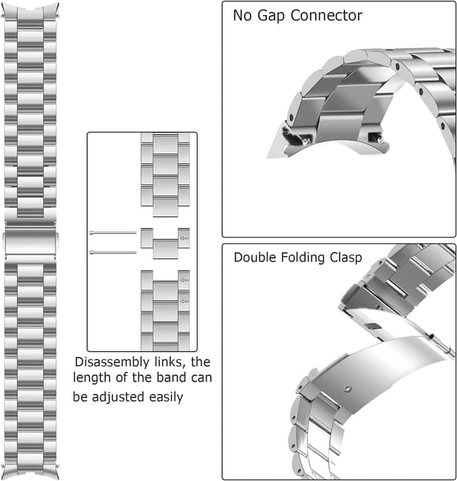 Detalle de Anlinser No Gap Bands 20mm Stainless Steel Metal Strap for Samsung Galaxy Watch (Silver)