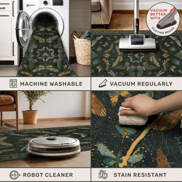 Thumbnail 3 de Hazo Haus 2x3 Entry Rug Dark Green for Indoor Use