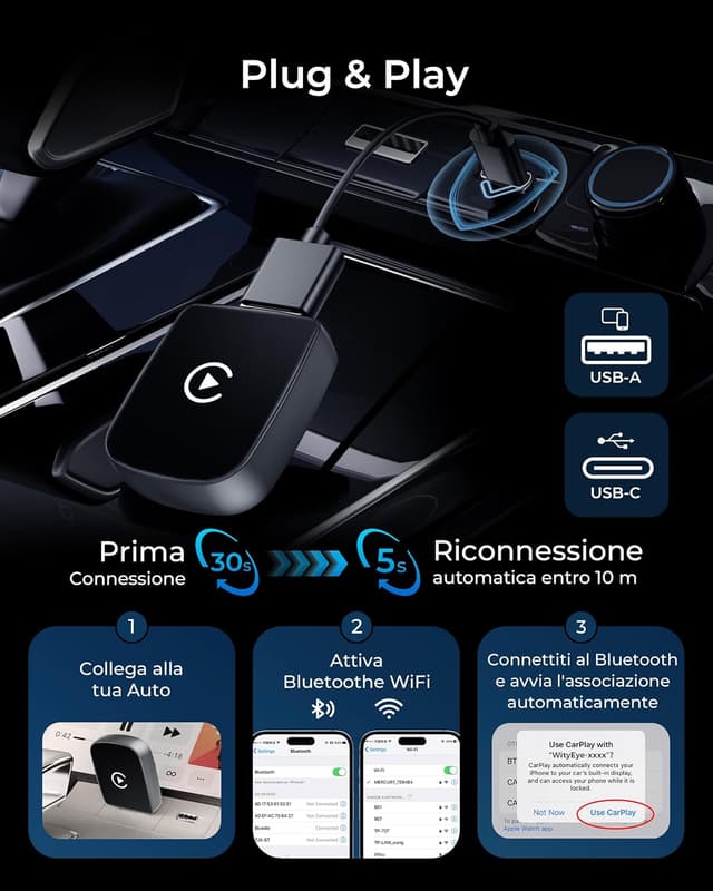 Thumbnail 3 de WityEye Adattatore CarPlay Wireless 5.8GHz