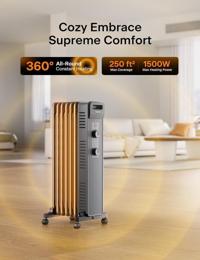 Thumbnail 2 de Pelonis 1500W Oil Filled Radiator Heater