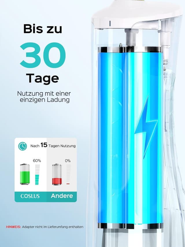 Detalle 2 de COSLUS E40 kabellose Munddusche mit 10 Stufen