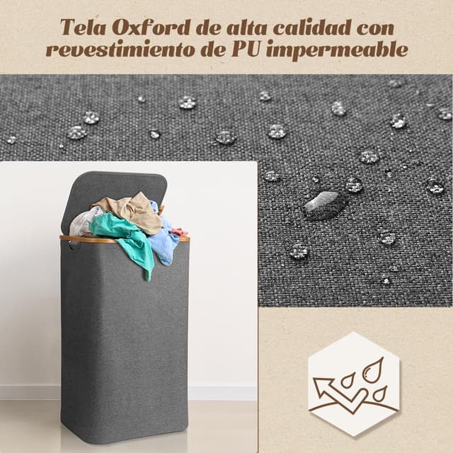 Thumbnail 1 de OUSFOT Cesto Ropa Sucia XL con Tapa 🧺 Fácil de Montar