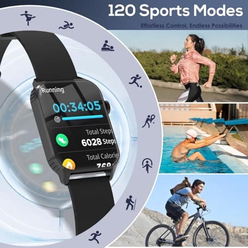 Detalle de TRausi TG08 reloj inteligente para mujer y hombre con pantalla HD de 1,83”, 120 modos deportivos e IP67