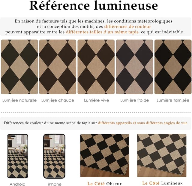 Detalle 2 de Tapis d’extérieur PureCozy Easy Jute 200 x 300 cm antidérapant, lavable, aspect jute marron et noir