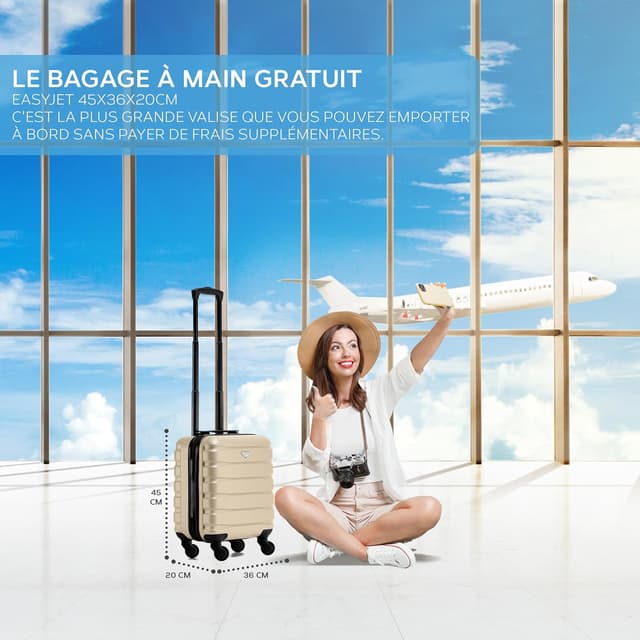 Detalle 2 de Flight Knight Flight Knight Bagage cabine 4 roues ABS rigide TSA 45x36x20 cm Champagne/Noir