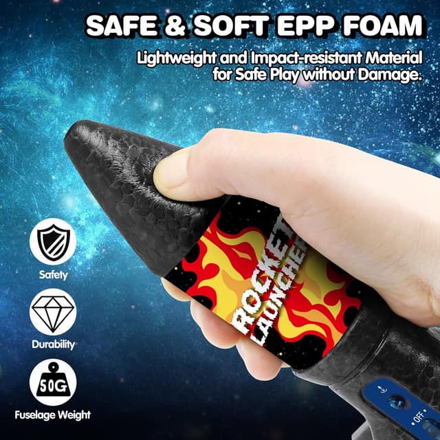 Detalle de Eieymct Rocket Launcher for Kids (Self-Launching) — 200 ft Motorized Outdoor Electric Play Toy with Launch Set, Flame Pattern